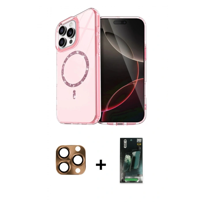 MARSİLYAN™- iPhone 16 Pro Max Kılıf Kıvılcım Form Prime - Siyah 360 Mat Full Body Arka Koruyucu + Pers Alüminyum Kamera Lens - CLTM