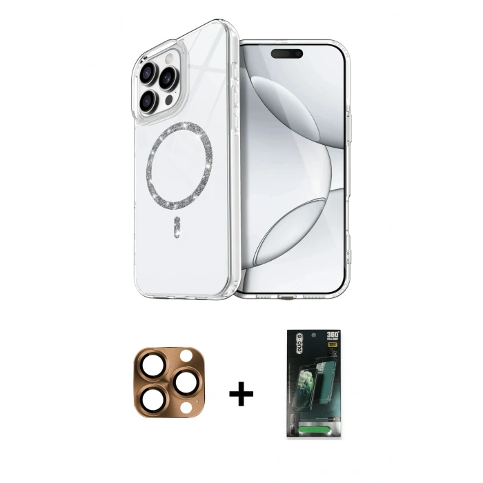 MARSİLYAN™- iPhone 16 Pro Max Kılıf Kıvılcım Form Prime - Siyah 360 Mat Full Body Arka Koruyucu + Pers Alüminyum Kamera Lens - CLTM