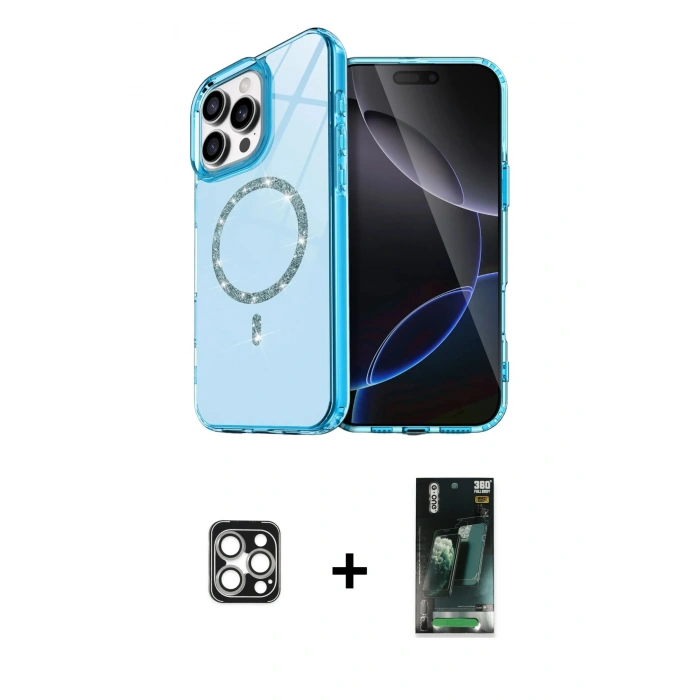 MARSİLYAN™- iPhone 16 Pro Max Kılıf Kıvılcım Form Prime - Siyah 360 Mat Full Body Arka Koruyucu + PVD Metal Kamera Lens - GS