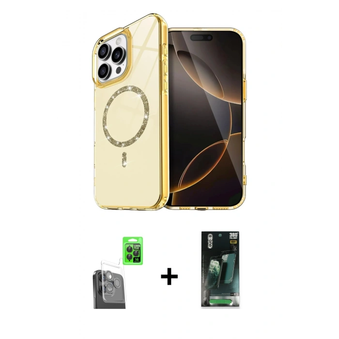 MARSİLYAN™- iPhone 16 Pro Max Kılıf Kıvılcım Form Prime - Siyah 360 Mat Full Body Arka Koruyucu + Raze Metal Kamera Lens - SH