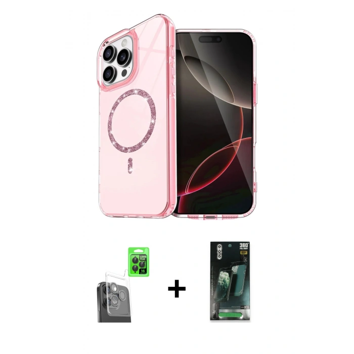 MARSİLYAN™- iPhone 16 Pro Max Kılıf Kıvılcım Form Prime - Siyah 360 Mat Full Body Arka Koruyucu + Raze Metal Kamera Lens - SH