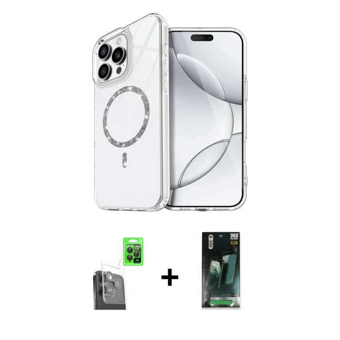MARSİLYAN™- iPhone 16 Pro Max Kılıf Kıvılcım Form Prime - Siyah 360 Mat Full Body Arka Koruyucu + Raze Metal Kamera Lens - SH