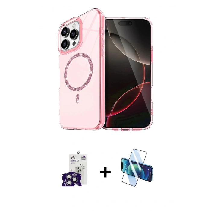MARSİLYAN™- iPhone 16 Pro Max Kılıf Kıvılcım Form Prime - Siyah 3D Antistatik Cam Ekran Koruyucu + Bilvis Titan Kamera Lens - TMGI