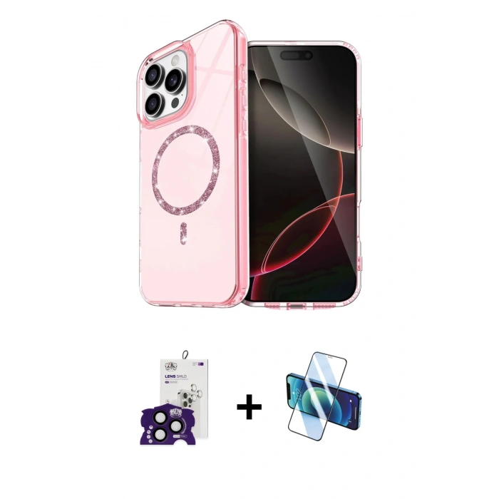 MARSİLYAN™- iPhone 16 Pro Max Kılıf Kıvılcım Form Prime - Siyah 3D Antistatik Cam Ekran Koruyucu + Bilvis Titan Kamera Lens - SH