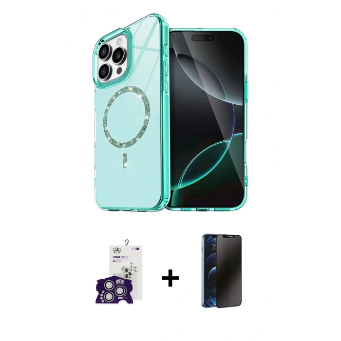 MARSİLYAN™- iPhone 16 Pro Max Kılıf Kıvılcım Form Prime - Siyah 3D Antistatik Hayalet Cam Ekran Koruyucu + Bilvis Titan Kamera Lens - GS