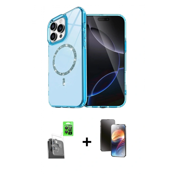 MARSİLYAN™- iPhone 16 Pro Max Kılıf Kıvılcım Form Prime - Siyah 3D Antistatik Mat Seramik Nano Ekran Koruyucu + Raze Metal Kamera Lens - SH