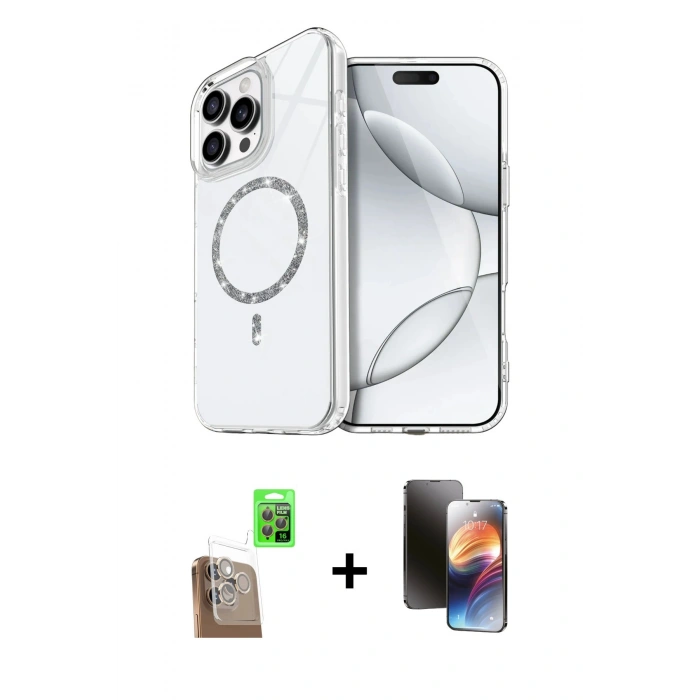 MARSİLYAN™- iPhone 16 Pro Max Kılıf Kıvılcım Form Prime - Siyah 3D Antistatik Mat Seramik Nano Ekran Koruyucu + Raze Metal Kamera Lens - CLTM