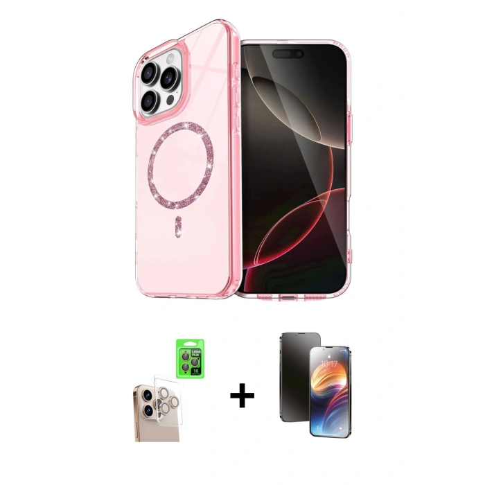 MARSİLYAN™- iPhone 16 Pro Max Kılıf Kıvılcım Form Prime - Siyah 3D Antistatik Mat Seramik Nano Ekran Koruyucu + Raze Metal Kamera Lens - NLGY