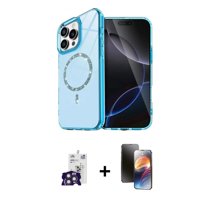 MARSİLYAN™- iPhone 16 Pro Max Kılıf Kıvılcım Form Prime - Siyah 3D Antistatik Mat Seramik Nano Ekran Koruyucu + Titanyum Gri Bilvis Titan Kamera Lens