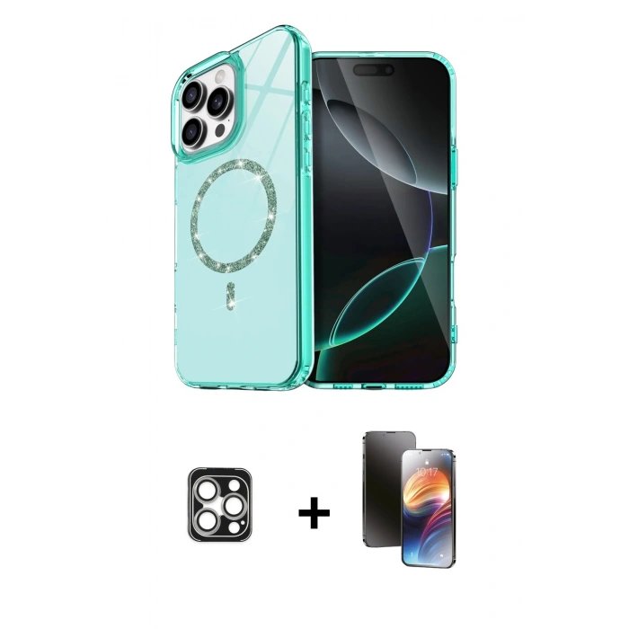 MARSİLYAN™- iPhone 16 Pro Max Kılıf Kıvılcım Form Prime - Siyah 3D Antistatik Mat Seramik Nano Ekran Koruyucu + PVD Metal Kamera Lens - GS