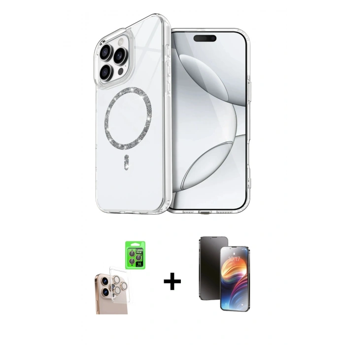 MARSİLYAN™- iPhone 16 Pro Max Kılıf Kıvılcım Form Prime - Siyah 3D Antistatik Mat Seramik Nano Ekran Koruyucu + Raze Metal Kamera Lens - NLGY