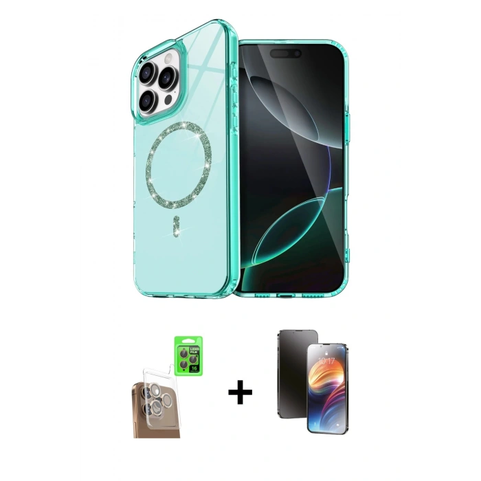 MARSİLYAN™- iPhone 16 Pro Max Kılıf Kıvılcım Form Prime - Siyah 3D Antistatik Mat Seramik Nano Ekran Koruyucu + Raze Metal Kamera Lens - CLTM
