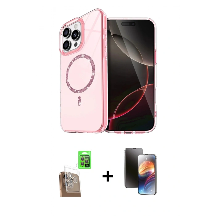 MARSİLYAN™- iPhone 16 Pro Max Kılıf Kıvılcım Form Prime - Siyah 3D Antistatik Mat Seramik Nano Ekran Koruyucu + Raze Metal Kamera Lens - CLTM