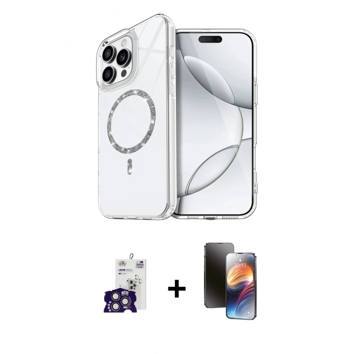 MARSİLYAN™- iPhone 16 Pro Max Kılıf Kıvılcım Form Prime - Siyah 3D Antistatik Mat Seramik Nano Ekran Koruyucu + Bilvis Titan Kamera Lens - TMGI