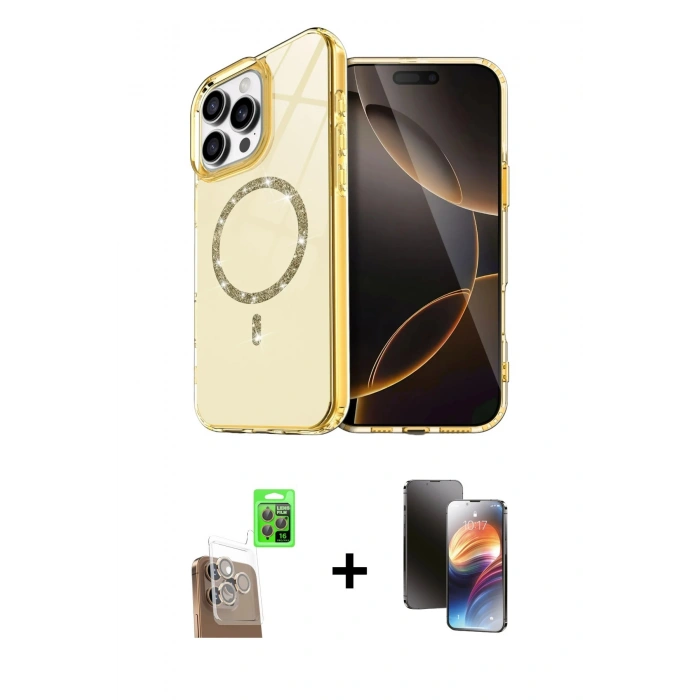 MARSİLYAN™- iPhone 16 Pro Max Kılıf Kıvılcım Form Prime - Siyah 3D Antistatik Mat Seramik Nano Ekran Koruyucu + Raze Metal Kamera Lens - CLTM