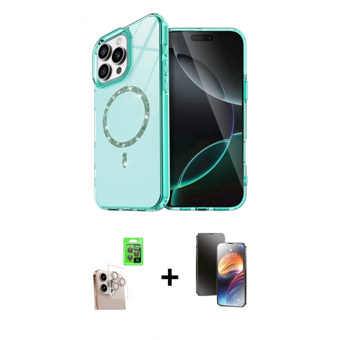 MARSİLYAN™- iPhone 16 Pro Max Kılıf Kıvılcım Form Prime - Siyah 3D Antistatik Mat Seramik Nano Ekran Koruyucu + Raze Metal Kamera Lens - NLGY