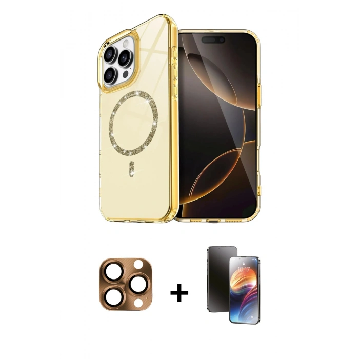 MARSİLYAN™- iPhone 16 Pro Max Kılıf Kıvılcım Form Prime - Siyah 3D Antistatik Mat Seramik Nano Ekran Koruyucu + Çöl Titanyum Pers Alüminyum Kamera Lens