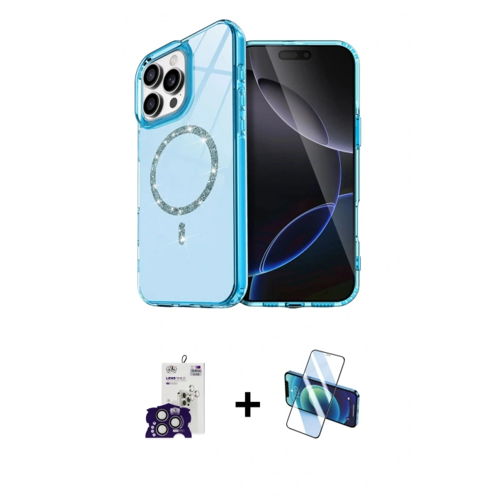 MARSİLYAN™- iPhone 16 Pro Max Kılıf Kıvılcım Form Prime - Siyah 3D Antistatik Seramik Nano Ekran Koruyucu + Bilvis Titan Kamera Lens - TMGI