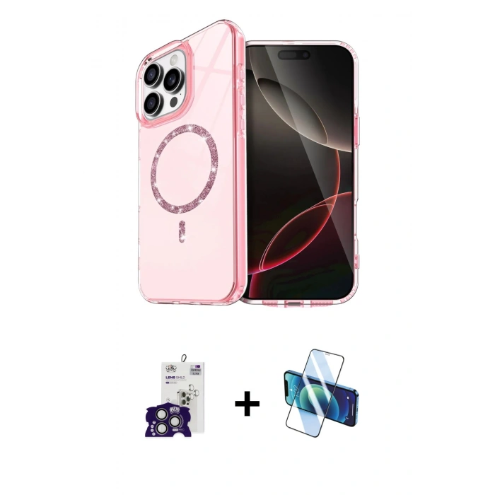 MARSİLYAN™- iPhone 16 Pro Max Kılıf Kıvılcım Form Prime - Siyah 3D Antistatik Seramik Nano Ekran Koruyucu + Bilvis Titan Kamera Lens - TMGI