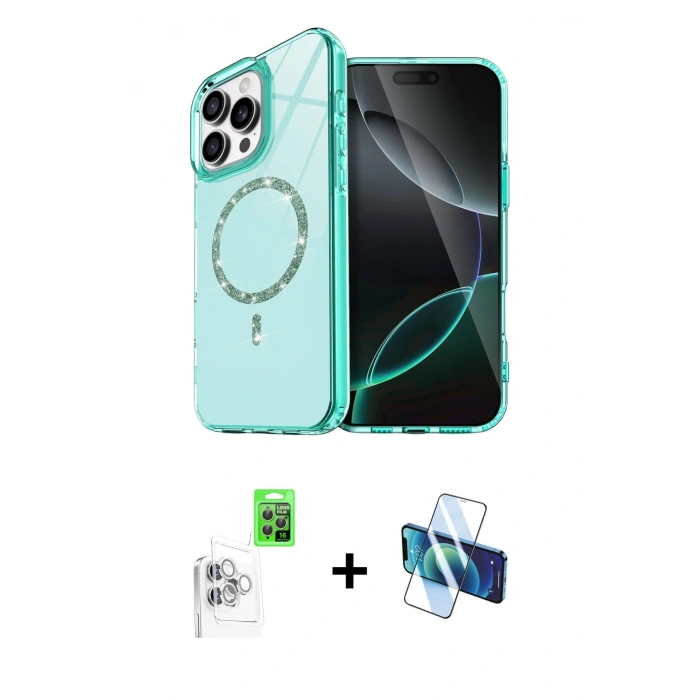 MARSİLYAN™- iPhone 16 Pro Max Kılıf Kıvılcım Form Prime - Siyah 3D Antistatik Seramik Nano Ekran Koruyucu + Raze Metal Kamera Lens - BZ