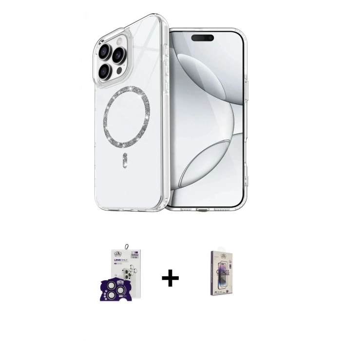 MARSİLYAN™- iPhone 16 Pro Max Kılıf Kıvılcım Form Prime - Siyah Bilvis 3D Cam Ekran Koruyucu + Bilvis Titan Kamera Lens - TMGI