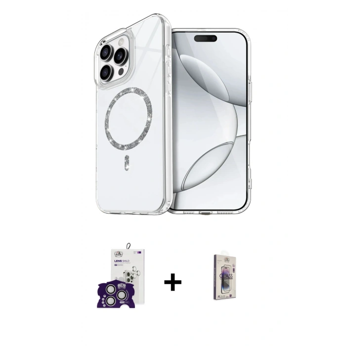 MARSİLYAN™- iPhone 16 Pro Max Kılıf Kıvılcım Form Prime - Siyah Bilvis 3D Cam Ekran Koruyucu + Bilvis Titan Kamera Lens - GS