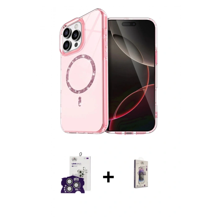 MARSİLYAN™- iPhone 16 Pro Max Kılıf Kıvılcım Form Prime - Siyah Bilvis 3D Cam Ekran Koruyucu + Bilvis Titan Kamera Lens - GS