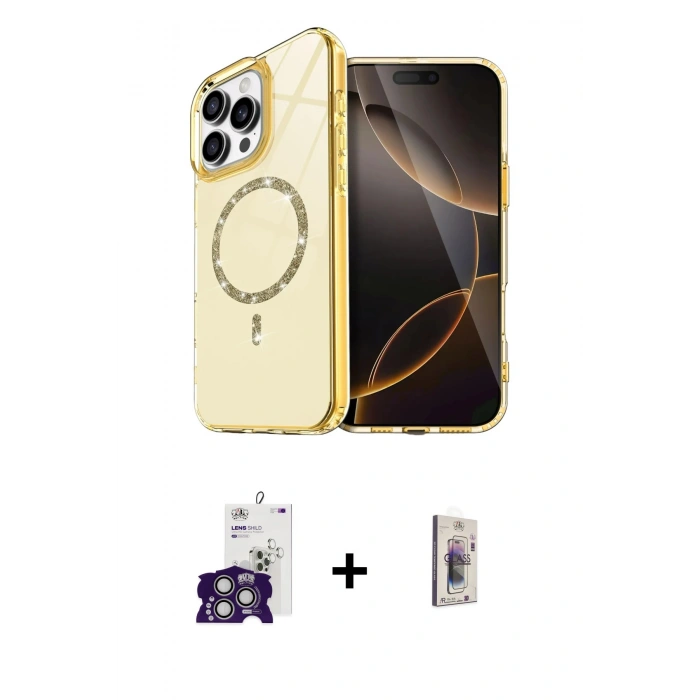 MARSİLYAN™- iPhone 16 Pro Max Kılıf Kıvılcım Form Prime - Siyah Bilvis 3D Cam Ekran Koruyucu + Bilvis Titan Kamera Lens - GS
