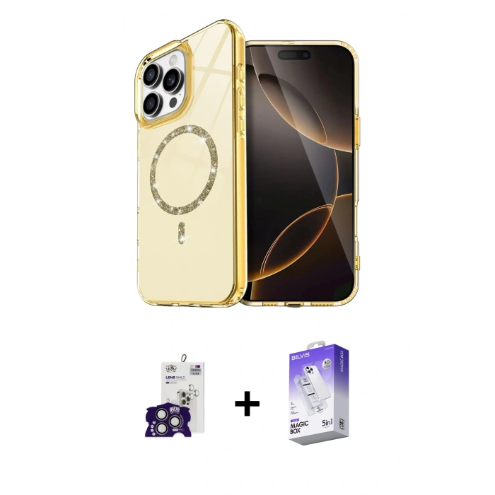 MARSİLYAN™- iPhone 16 Pro Max Kılıf Kıvılcım Form Prime - Siyah Bilvis 5in1 3D Magic Cam Ekran Koruyucu + Bilvis Titan Kamera Lens - TMGI