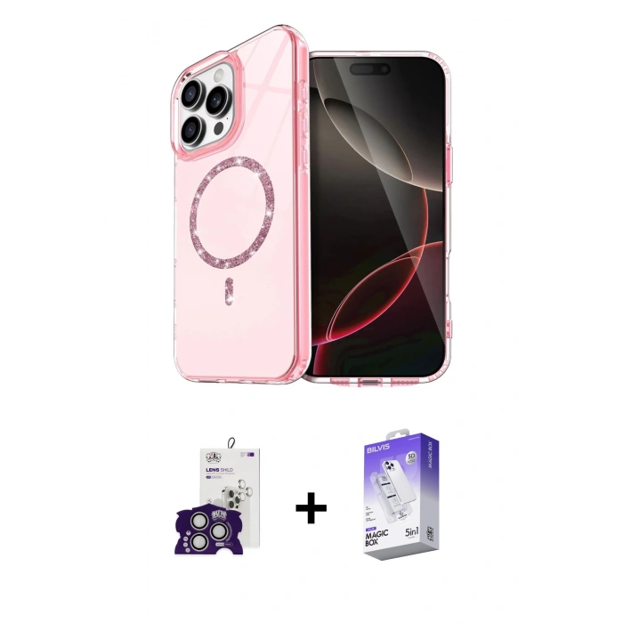 MARSİLYAN™- iPhone 16 Pro Max Kılıf Kıvılcım Form Prime - Siyah Bilvis 5in1 3D Magic Cam Ekran Koruyucu + Bilvis Titan Kamera Lens - GS