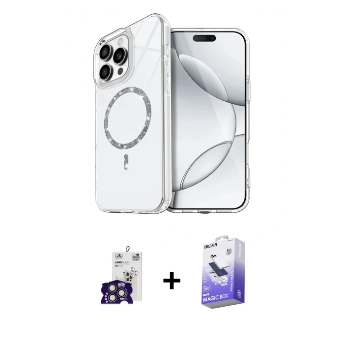 MARSİLYAN™- iPhone 16 Pro Max Kılıf Kıvılcım Form Prime - Siyah Bilvis 5in1 5D Magic Hayalet Cam Ekran Koruyucu + Bilvis Titan Kamera Lens - TMGI