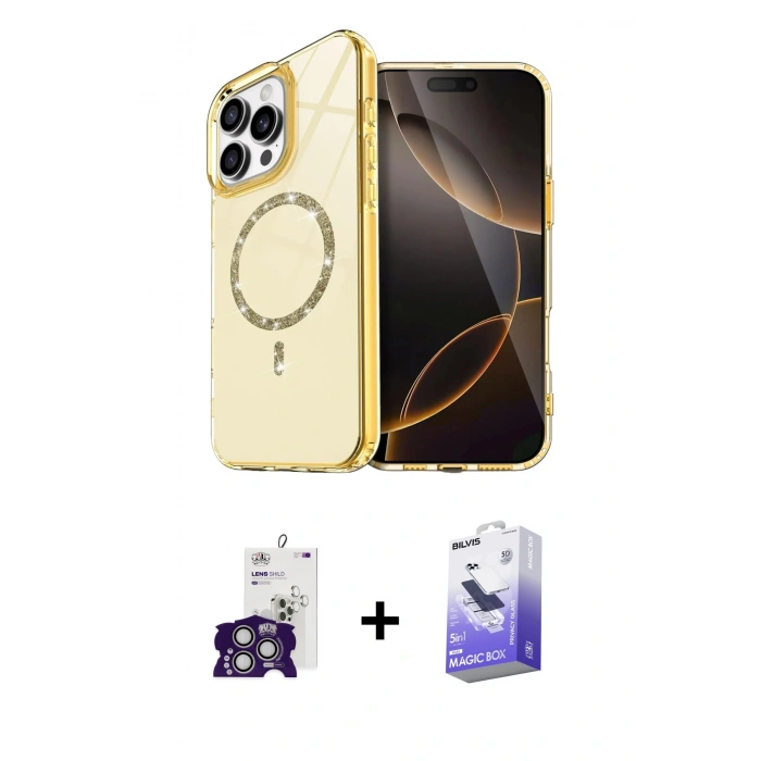 MARSİLYAN™- iPhone 16 Pro Max Kılıf Kıvılcım Form Prime - Siyah Bilvis 5in1 5D Magic Hayalet Cam Ekran Koruyucu + Bilvis Titan Kamera Lens - GS