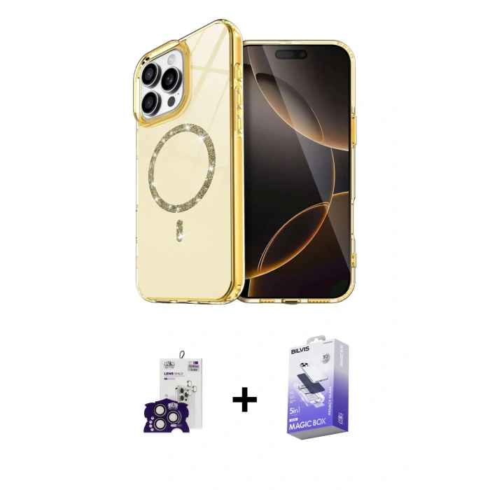 MARSİLYAN™- iPhone 16 Pro Max Kılıf Kıvılcım Form Prime - Siyah Bilvis 5in1 5D Magic Hayalet Cam Ekran Koruyucu + Bilvis Titan Kamera Lens - TMGI