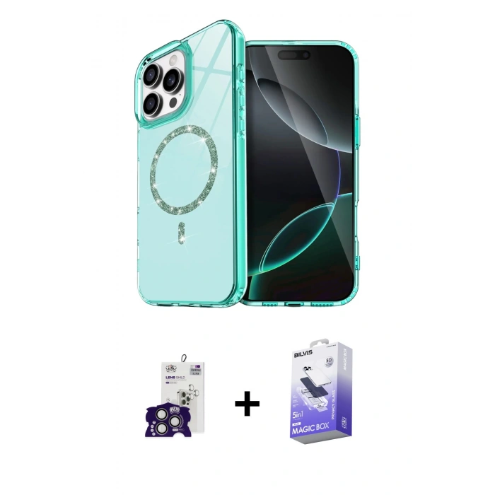 MARSİLYAN™- iPhone 16 Pro Max Kılıf Kıvılcım Form Prime - Siyah Bilvis 5in1 5D Magic Hayalet Cam Ekran Koruyucu + Bilvis Titan Kamera Lens - TMGI