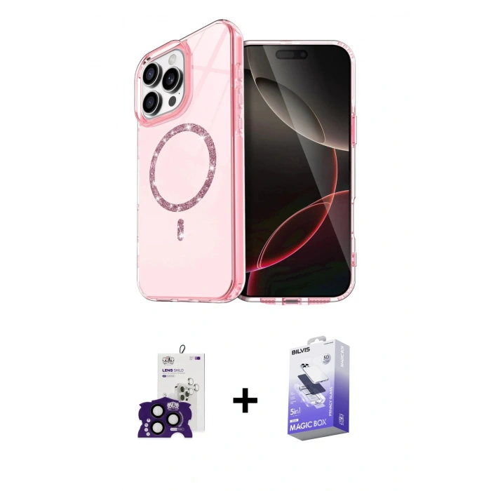 MARSİLYAN™- iPhone 16 Pro Max Kılıf Kıvılcım Form Prime - Siyah Bilvis 5in1 5D Magic Hayalet Cam Ekran Koruyucu + Bilvis Titan Kamera Lens - SH