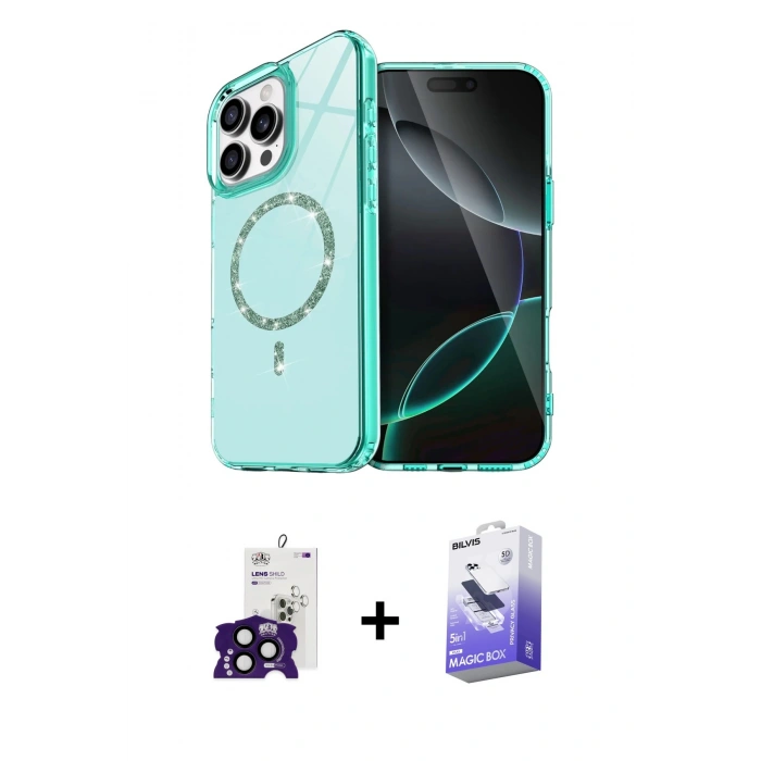 MARSİLYAN™- iPhone 16 Pro Max Kılıf Kıvılcım Form Prime - Siyah Bilvis 5in1 5D Magic Hayalet Cam Ekran Koruyucu + Bilvis Titan Kamera Lens - SH