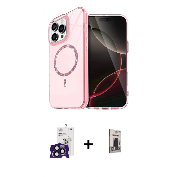 MARSİLYAN™- iPhone 16 Pro Max Kılıf Kıvılcım Form Prime - Siyah Bilvis Hayalet Cam Ekran Koruyucu + Bilvis Titan Kamera Lens - SH