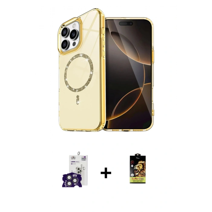 MARSİLYAN™- iPhone 16 Pro Max Kılıf Kıvılcım Form Prime - Siyah Buffer Cam Ekran Koruyucu + Bilvis Titan Kamera Lens - TMGI