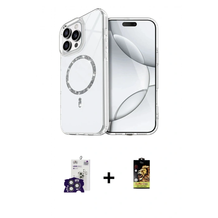MARSİLYAN™- iPhone 16 Pro Max Kılıf Kıvılcım Form Prime - Siyah Buffer Cam Ekran Koruyucu + Bilvis Titan Kamera Lens - TMGI