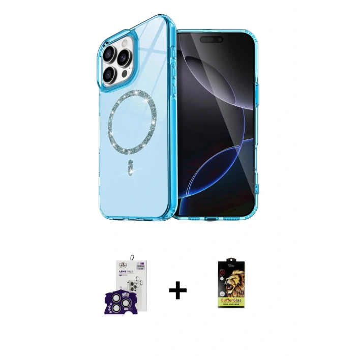 MARSİLYAN™- iPhone 16 Pro Max Kılıf Kıvılcım Form Prime - Siyah Buffer Cam Ekran Koruyucu + Bilvis Titan Kamera Lens - TMGI