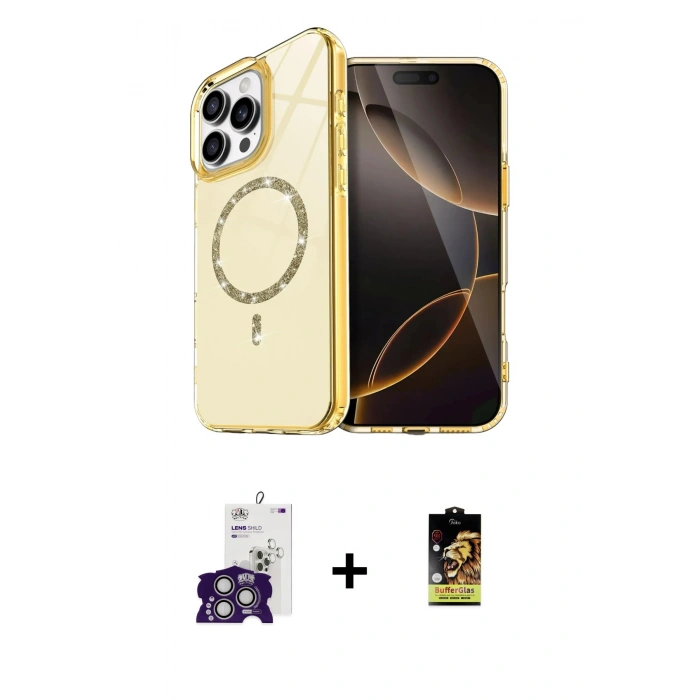 MARSİLYAN™- iPhone 16 Pro Max Kılıf Kıvılcım Form Prime - Siyah Buffer Cam Ekran Koruyucu + Gümüş Bilvis Titan Kamera Lens