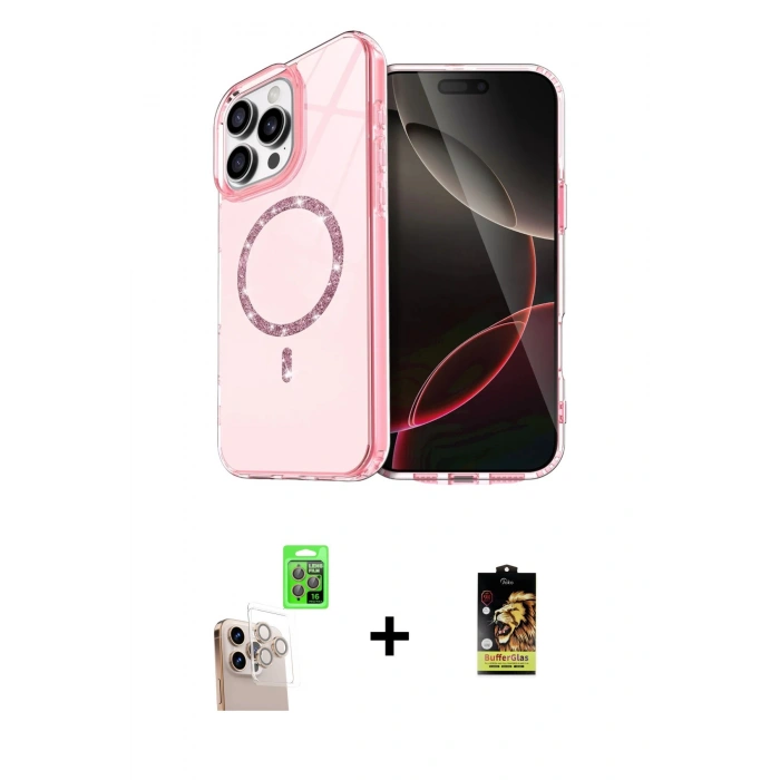 MARSİLYAN™- iPhone 16 Pro Max Kılıf Kıvılcım Form Prime - Siyah Buffer Cam Ekran Koruyucu + Raze Metal Kamera Lens - NLGY