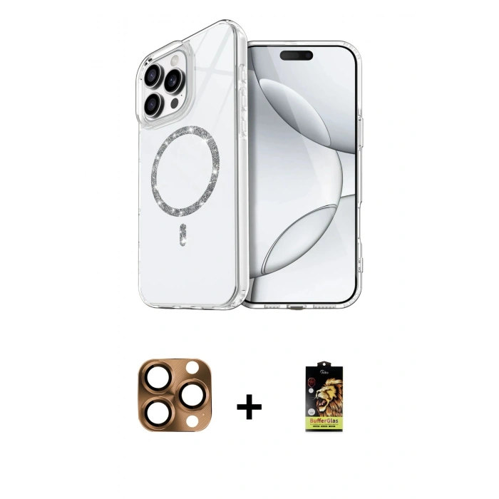 MARSİLYAN™- iPhone 16 Pro Max Kılıf Kıvılcım Form Prime - Siyah Buffer Cam Ekran Koruyucu + Pers Alüminyum Kamera Lens - CLTM