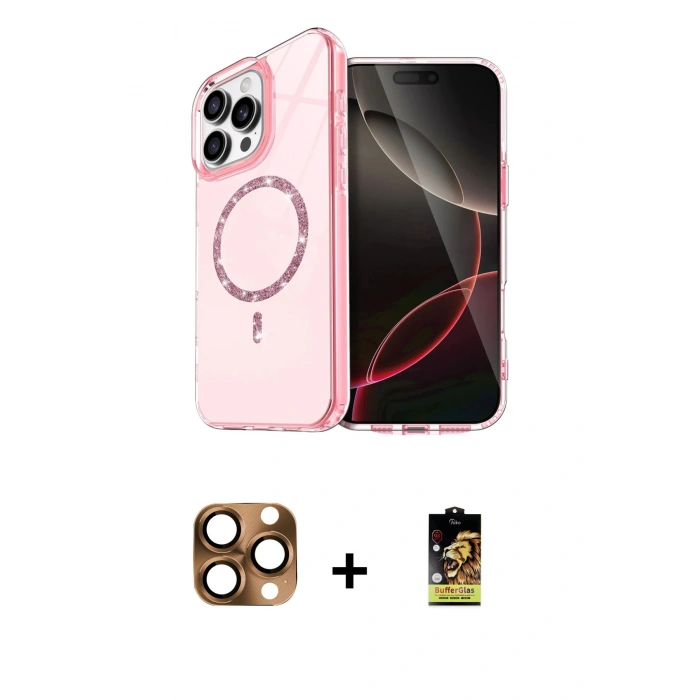MARSİLYAN™- iPhone 16 Pro Max Kılıf Kıvılcım Form Prime - Siyah Buffer Cam Ekran Koruyucu + Pers Alüminyum Kamera Lens - CLTM