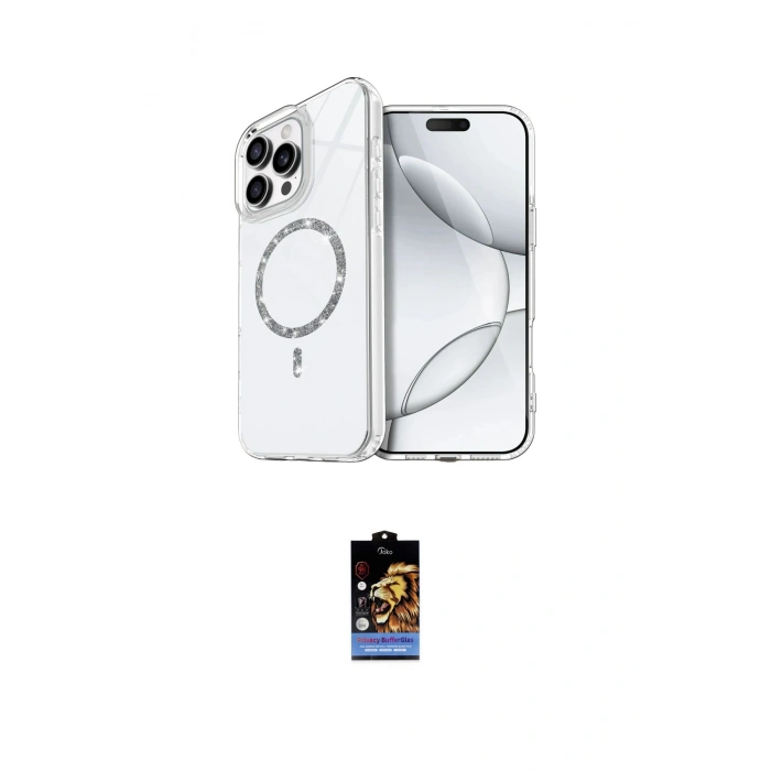 MARSİLYAN™- iPhone 16 Pro Max Kılıf Kıvılcım Form Prime - Siyah Buffer Hayalet Cam Ekran Koruyucu