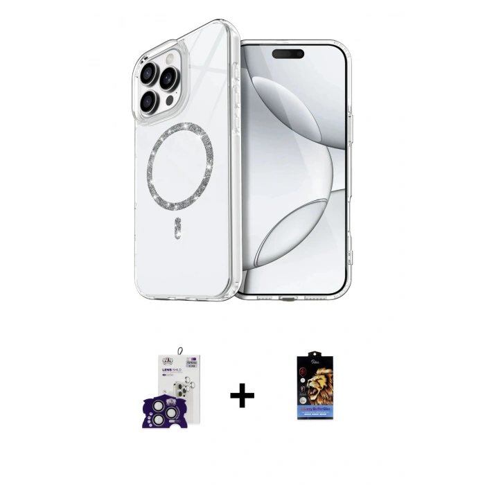 MARSİLYAN™- iPhone 16 Pro Max Kılıf Kıvılcım Form Prime - Siyah Buffer Hayalet Cam Ekran Koruyucu + Bilvis Titan Kamera Lens - TMGI