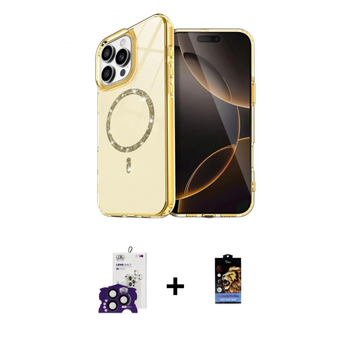 MARSİLYAN™- iPhone 16 Pro Max Kılıf Kıvılcım Form Prime - Siyah Buffer Hayalet Cam Ekran Koruyucu + Bilvis Titan Kamera Lens - SH