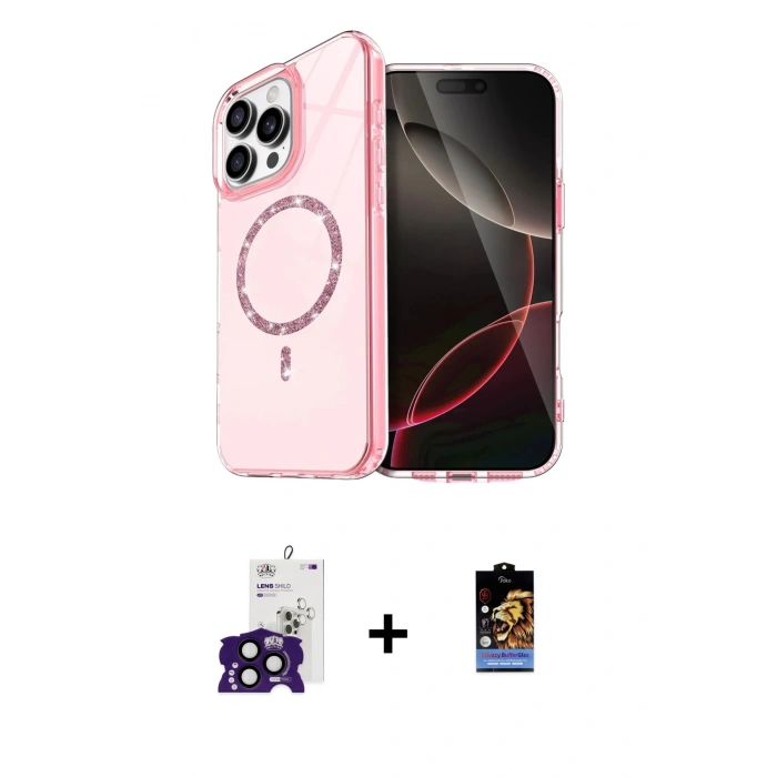 MARSİLYAN™- iPhone 16 Pro Max Kılıf Kıvılcım Form Prime - Siyah Buffer Hayalet Cam Ekran Koruyucu + Bilvis Titan Kamera Lens - SH