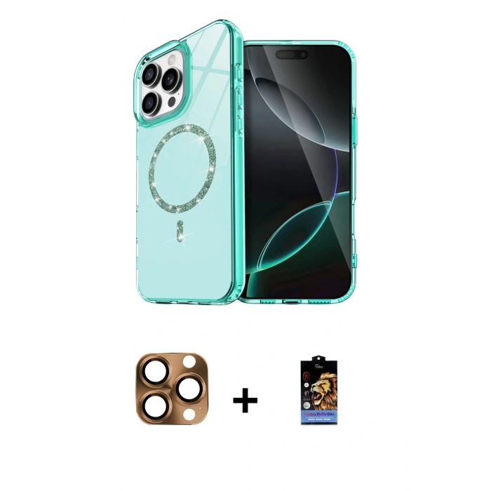 MARSİLYAN™- iPhone 16 Pro Max Kılıf Kıvılcım Form Prime - Siyah Buffer Hayalet Cam Ekran Koruyucu + Pers Alüminyum Kamera Lens - CLTM