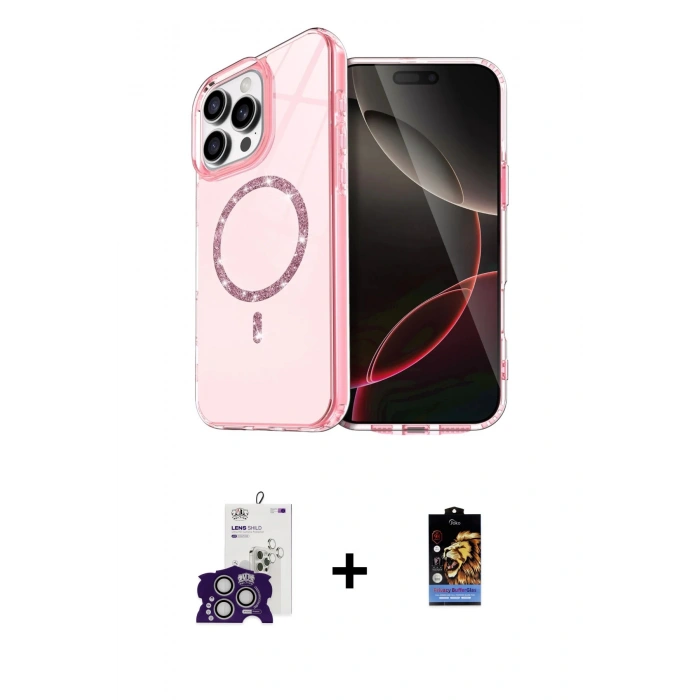 MARSİLYAN™- iPhone 16 Pro Max Kılıf Kıvılcım Form Prime - Siyah Buffer Hayalet Cam Ekran Koruyucu + Bilvis Titan Kamera Lens - GS
